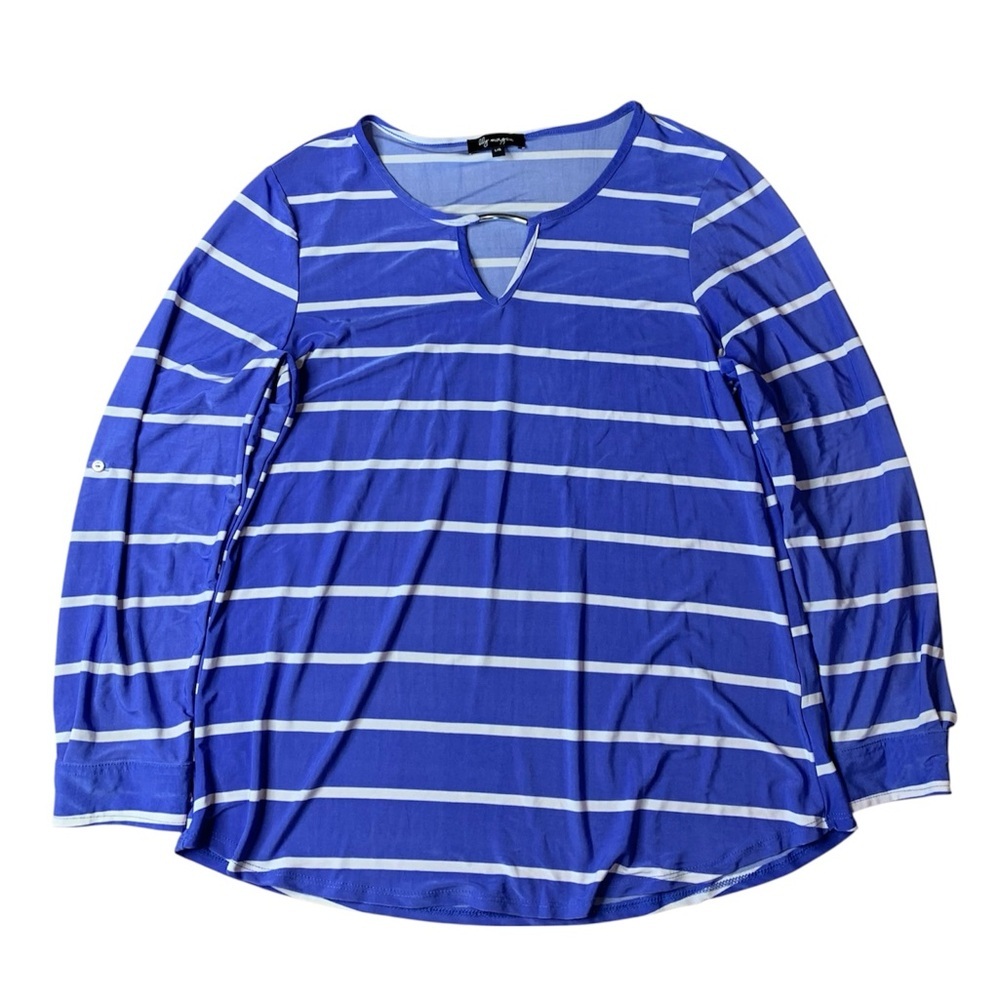 💜 Lily Morgan Striped Long Sleeve Top with Hardware Detail - Size L
